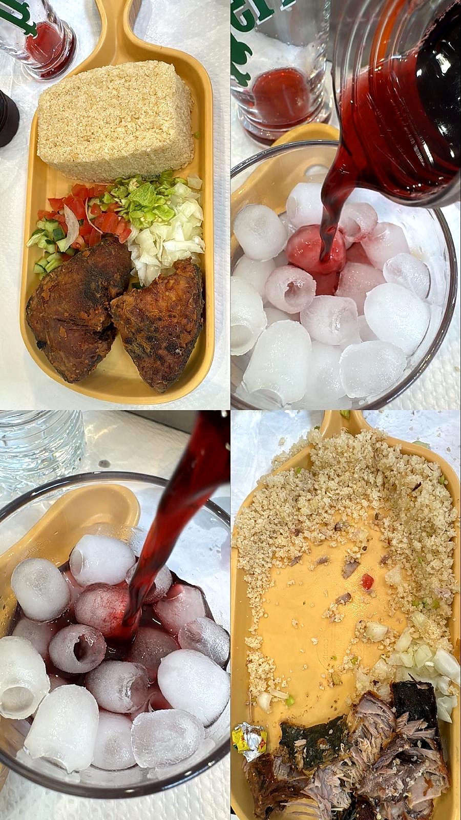 Poisson, attiéké et boisson